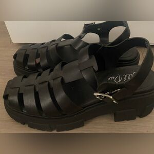 Wild Pair Black Strappy Sandals